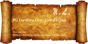 Milenkovits Loréna névjegykártya